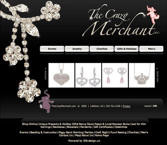 Jewelry Website Design, The Crazy Merchant