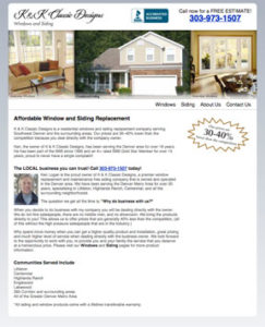 Website Designer in Denver for K and K Klassic Designs, Window Replacement and Siding Replacement in Evergreen